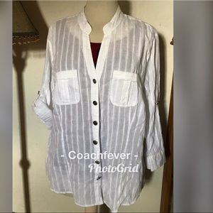 STYLE & CO Semi Sheer BF Roll Sleeve Shirt 18W